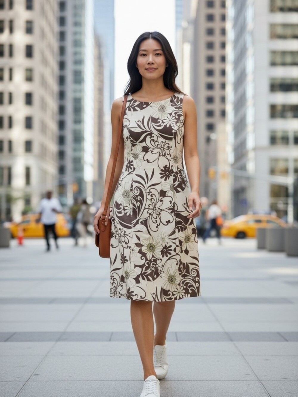 Jessica Howard Black and White Floral Midi Dress